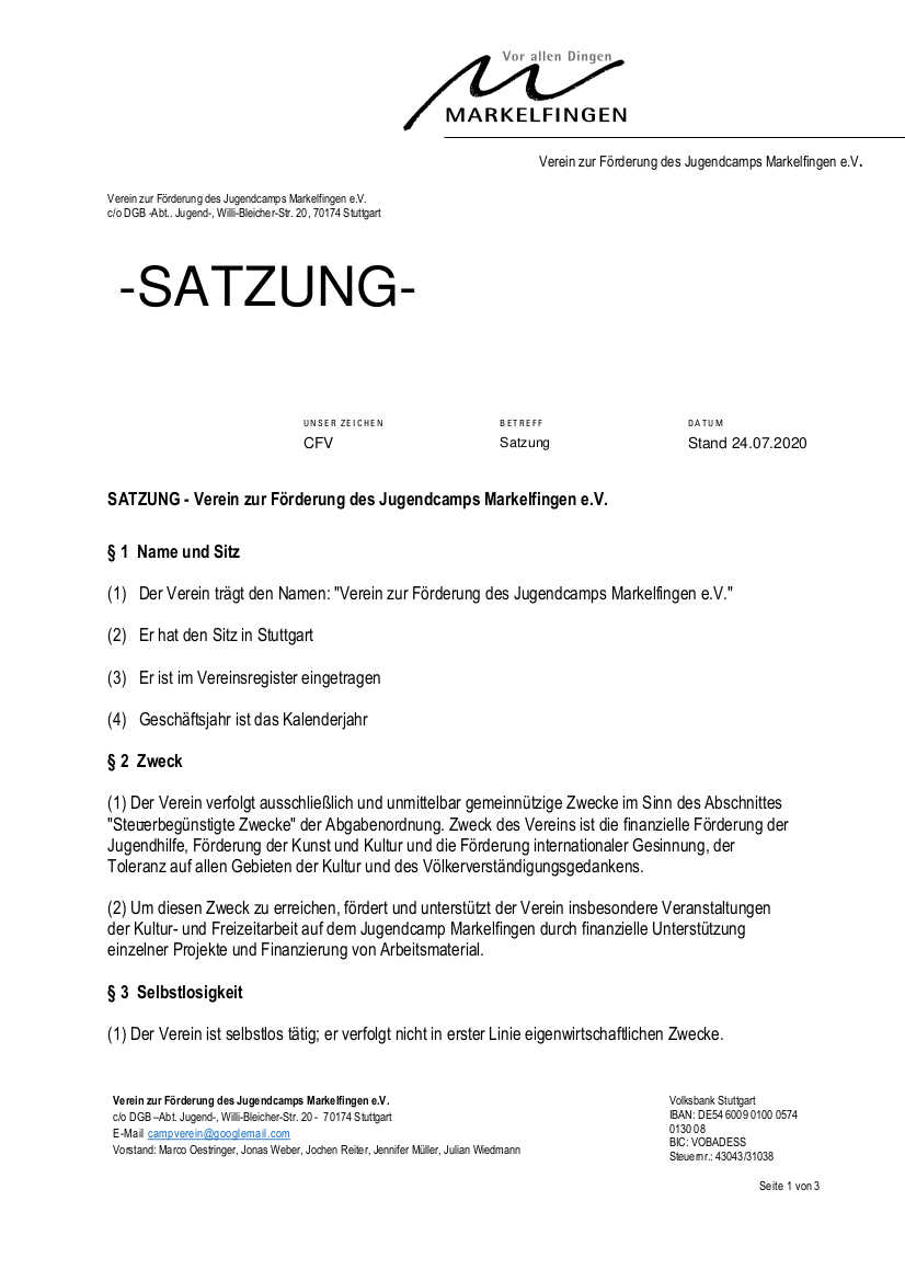 Bild: Satzung